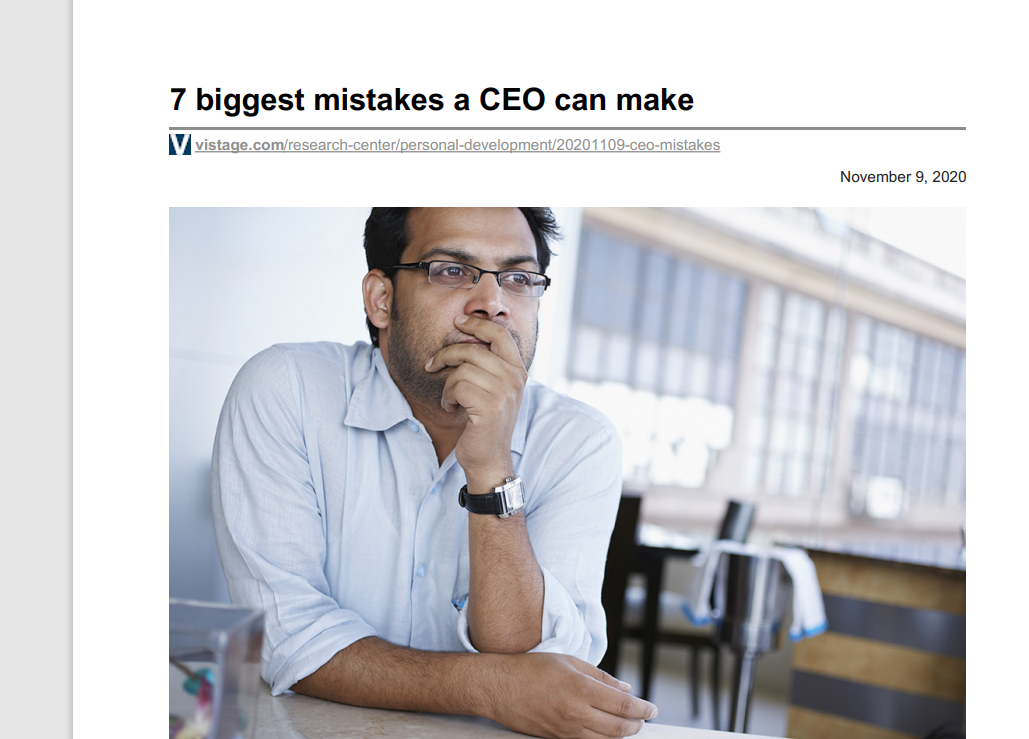 7 biggest mistakes a CEO can make